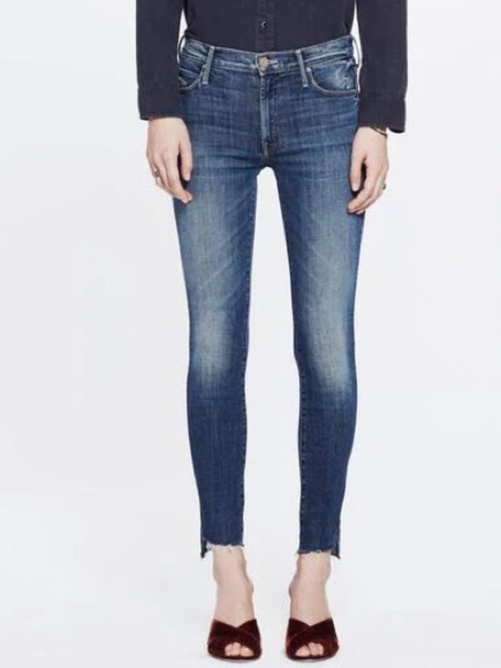 Mother Sz 25 The Looker Ankle Step Fray In Can’t Leave It Alone Jean